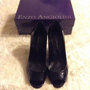 Enzo Angiolini Heels Black Patent Leather Size 6M